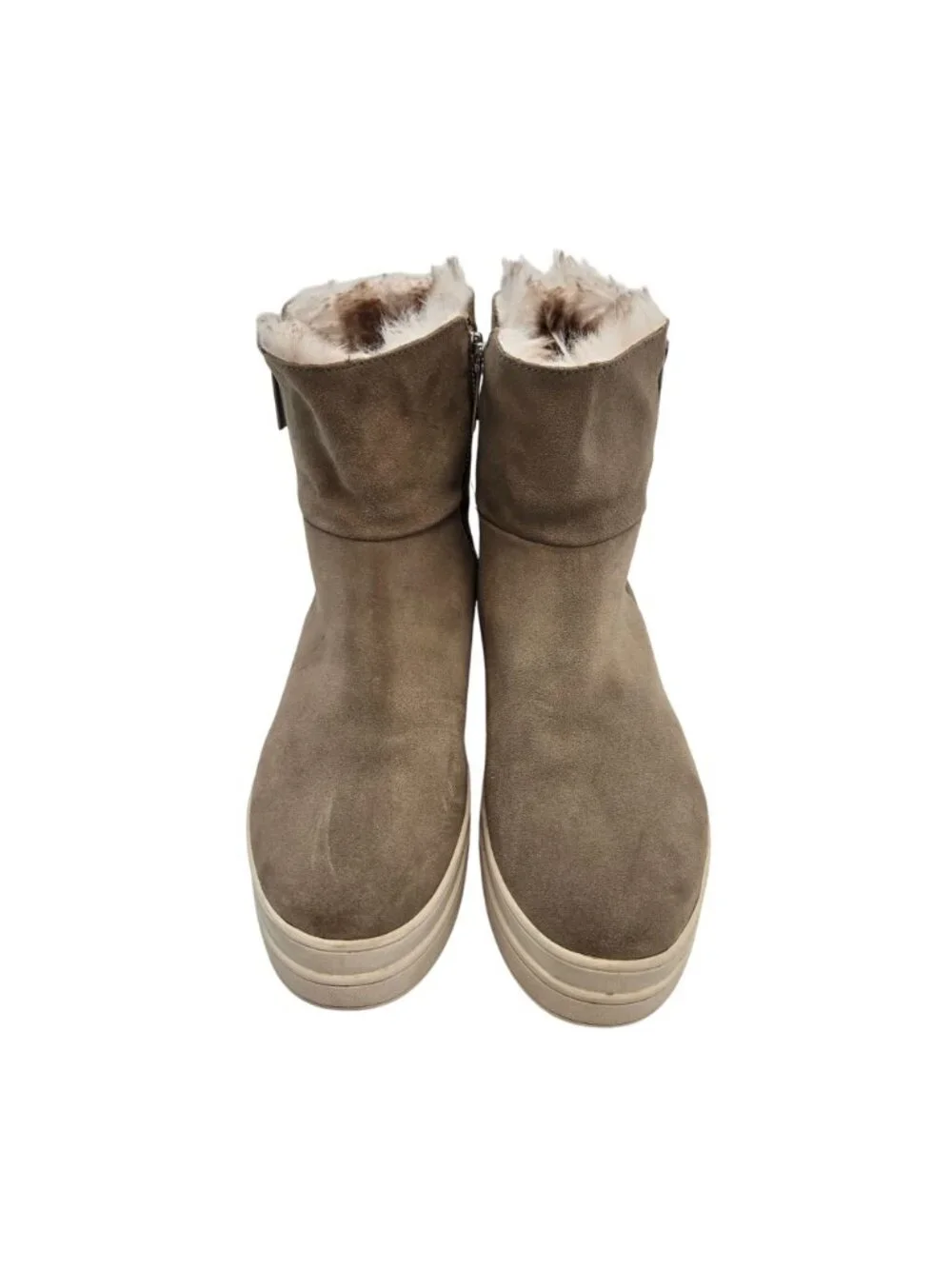 J/Slides Tristan Waterproof Suede Leather Boots with Faux Fur Lining Size 9